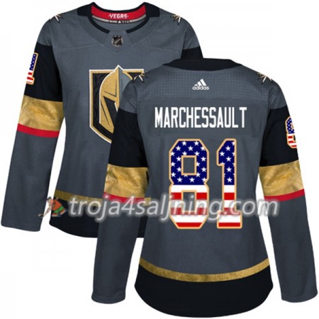 Vegas Golden Knights tröja Jonathan Marchessault 81 Adidas 2017-2018 Grau USA Flag Fashion Authentic - Dame NHL Tröjor